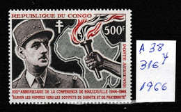 CONGO  BRAZZANVILLE 1966 **  MNH  YVERT  38  AEREO  VALOR  31 €    BUENO - Neufs