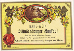 ETIQUETTE NEUVE  DES VINS DU RHIN  Des Annees 1985 ,,,THEME,,, Sanglier  Chasse ,,TBE - Caza