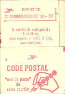 CARNET 2220-C 8 Liberté De Delacroix "CODE POSTAL" Fermé. Bas Prix, Parfait état RARE - Modernes : 1959-...