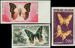 Madagascar Non Dentelés Poste Aérienne N°80 /82 Papillons 3 Valeurs Non Dentelées  Qualité:** - Autres & Non Classés