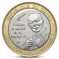 CONGO 4500 CFA 3 AFRICA UNUSUAL POPE JEAN PAUL II AIRPLANE BIMETAL BI-METALLIC 2007 UNC - Congo (Democratic Republic 1998)