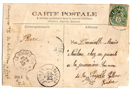 1904--cachet Convoyeur "LA ROCHE SUR YON à LEGE" + Cachet PALLUAU-85 Sur CPA MONTAIGU-Intérieur De L'église--voir état - Railway Post