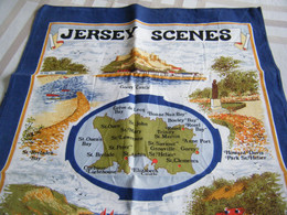 Torchon Vintage Jersey Scenes By Clive Mayor Linge De Maison - Otros & Sin Clasificación