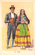 Folklore - Costumes Typiques Espagnoles - Soria - Chapeau - Robe Jaune - Foulard - Carte Postale Ancienne - Costumes