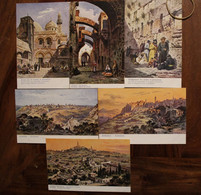 AK 1900's Lot 6 Cpa Israel Jerusalem Gruss Aus Gruß Litho Illustrateur Perlberg - Israel