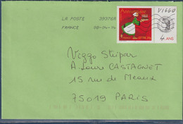 Timbre Anniversaire Bécassine Personnalisé N°3778A Seul Sur Lettre 08.04.14 - Cartas & Documentos