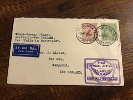 1934 First Flight Official Air Mail Cover Australia New Zealand (C67) - Briefe U. Dokumente