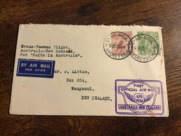 1934 First Flight Official Air Mail Cover Australia New Zealand (C67) - Brieven En Documenten