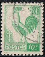 France 1944 Yv. N°630 - 10c Vert-jaune - Oblitéré - 1944 Coq Et Marianne D'Alger