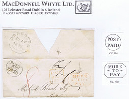 Ireland Louth Postage Due 1832 Wrapper With Drogheda Circular POST/PAID And Octagonal MORE/TO/PAY - Prephilately