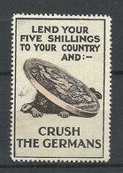 ENGLAND Great Britain WWII Anti German Propaganda Stamp Crush The Germans MNH - Werbemarken, Vignetten