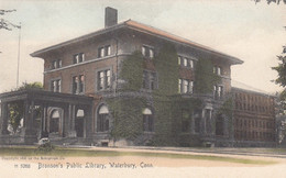 Waterbury Connecticut, Bonson's Public Library Building Architecture, C1900s Vintage Postcard - Bibliotecas