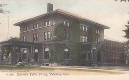 Waterbury Connecticut, Bonson's Public Library Building Architecture, C1900s Vintage Postcard - Bibliothèques