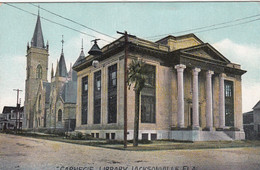 Jacksonville Florida, Carnegie Library Building Architecture, C1900s/10s Vintage Postcard - Bibliotheken