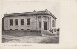 Waukegan Illinois, Carnegie Library Building Architecture, C1900s Vintage Postcard - Bibliotecas