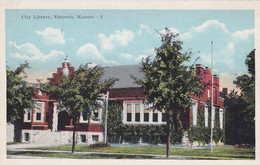 Emporia Kansas, City Public Library Building Architecture, C1910s/20s Vintage Postcard - Biblioteche