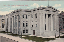 New Bedford Massachusetts, Free Public Library Building Architecture, C1910s Vintage Postcard - Bibliotheken