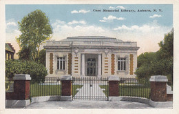 Auburn New York, Case Memorial Library Building Architecture, C1910s/20s Vintage Postcard - Bibliotecas