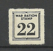 USA  WW II War Ration Stamp * - Non Classificati