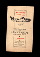 (moto) Dijon  Tarif MAGNAT-DEBON   1935-36 (PPP40927) - Motos