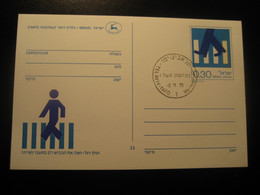 TEL AVIV 1975 Pedestrian Cancel Postal Stationery Card ISRAEL Health Road Safety Traffic Car Auto - Accidents & Road Safety