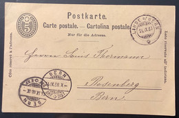 DAS NEUES FRÜHDATUM !  "LINDE B/ BERN 14.9.1888" Dieser Ganzsache 5Rp Postkarte ZNr 18 (Schweiz - Enteros Postales