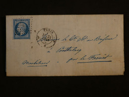 AN18 FRANCE  BELLE LETTRE ARCH. COMTE DE BRISSAC 1857 PARIS A  PONTALECQ  + TEXTE+N°14+A. PLAISANT++ - 1853-1860 Napoléon III.