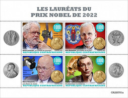 Centrafrica 2022, Nobel Price 2022, Fossil, 4val In BF - Fossielen