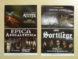 Flyer Concerts : Accept, Epica + Apocalyptica, Bullet For My Valentine, Sortilège. Toulouse 2023 - Programmes