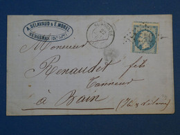 AN18 FRANCE BELLE LETTRE  1867 SURGERES A BAIN  +N°22 DECALé ++AFF. INTERESSANT++ - 1862 Napoléon III.