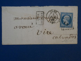 AN18 FRANCE BELLE LETTRE  1858 CAEN A VIRE +N° 14  ++AFF. INTERESSANT++ - 1853-1860 Napoléon III.