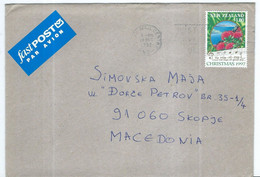 New Zealand,AIRMAIL Letter Via Macedonia 1997,stamp : 1997 Christmas / Navidad - Covers & Documents