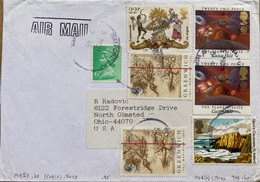 GREAT BRITAN 2001, COVER USED TO USA, EUROPA, SPACE, PLANETS GUSTAV HOLST, CAUSEWAY, QUEEN,1984 GREENWICH, MULTI 7 STAMP - Brieven En Documenten