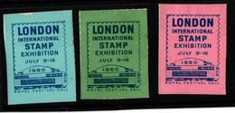 London Stamp Exhibition 1960 - 3 Vignettes - Werbemarken, Vignetten