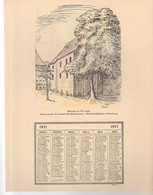 Vieux Papiers - Calendrier 1971+ 2 Illustrations Coloriées C Sauer - Recto : Strasbourg Couvent  / Verso :Bouxwiller - Big : 1971-80