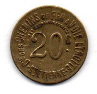 MA 21818 //  St Etienne 20 Centimes Bon Pour Un Parcours TB+ - Monetari / Di Necessità