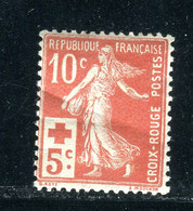 N° Yvert 147 Semeuse Croix Rouge Neuf *+ Pli Cote 40€ - Neufs