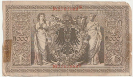 Billet De Banque Usagé. Empire Allemand. 1.000 Marks. 1910. Etat Très Moyen. Taches. Plié. Scotché. - 1000 Mark