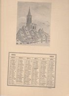 Vieux Papiers - Calendrier 1955 + Illustrations  C Sauer Recto Et Verso  Strasbourg  Quartier Cathédrale - Grossformat : 1941-60