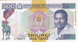 BILLETE DE TANZANIA DE 500 SHILINGI DEL AÑO 1989 SIN CIRCULAR (UNC) (BANKNOTE) CEBRA-ZEBRA - Tanzania