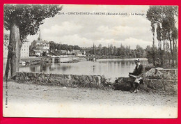 Cpa 49 Châteauneuf-s/-Sarthe, Le Barrage, Animée, Dos SIMPLE Et Vierge, Voir Scanne - Chateauneuf Sur Sarthe