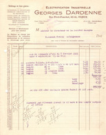 Facture 1925 Georges Dardenne Namur Electrification Industrielle > Sclaigneaux - Elektrizität & Gas