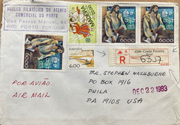 PORTUGAL, MADEIRA, 1983, COVER USED TO USA, CONDE FERRIERA PORTO REGISTER, EUROPA VASCO DE GAMA, DANCE 1980, COSTUME,TR - Storia Postale