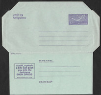 Inde Entier Postal Aerogramme C. 1990 Campagne évitez Les Drogues India Aerogram Shun Drugs Campaign - Drogen