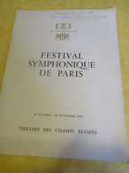 Programme Ancien/Musique/Festival Symphonique De Paris/Orchestre National/O.R.T.F./Kempff/Jochum/1969 PROG354 - Programmes