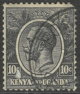 Kenya & Uganda. 1922-27 KGV. 10c Black Used. SG80 - Kenya & Oeganda