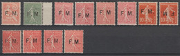 FM - SUPERBES VARIETES ! YVERT N°2+3+4+4(POINT DANS LE M)+4a+4(F BRISE)+5+5a+6+6a+6b+6c ** MNH - COTE = 1500 EUR. - - Timbres De Franchise Militaire