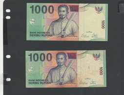 INDONESIE - LOT 2 Billets 1000 Roupies 2000 NEUF & TB/UNC & F Pick-141 - Indonésie