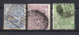 !!! QUEENSLAND, 3 TIMBRES OBLITERES - Used Stamps
