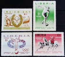 Liberia 1956 Sport Jeux Olympiques Olympic Games Animal Kangourou Oiseau Bird Yvert 336-339 ** MNH - Verano 1956: Melbourne
